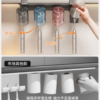 Wooden Toothbrush Holder and Cup Rack for Bathroom Mirror Cabinet - No Drilling