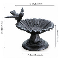 Bird Feeder with Bird Figure Cast Iron Ornament Weathered for Balcony, Tabletop