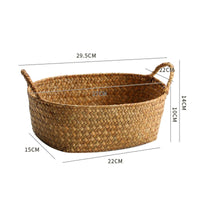 Oval Storage Basket Handmade Shelf Organizer Built-in Handles