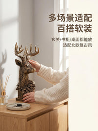 创意家居装饰品鹿头摆件简约现代客厅玄关电视柜摆设新居乔迁礼物