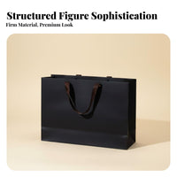 Elegant Design Black Paper Gift Bag Thick Cardstock Material Black Gift Bag with Handles Reinforced Bottom for Men, Adults, Corporate Events