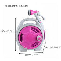 All-in-Single Design Water Hose Reel with Nozzle Easy Storage Portable Hose Reel Set Tangle-Tangle-Resistant for Balcony Watering