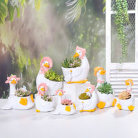 American Country Style Resin Goose Flower Pot for Garden