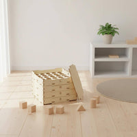 Toy Storage Box Flat Top Cover Wooden Toy Box Natural Wood Finish