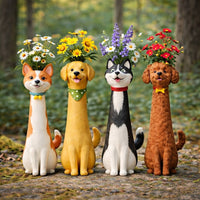 Dog-Shaped Vase Cute Dog Vase Resin Material for Desk, Office