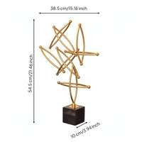 Geometric Star Sculpture Gold Sculpture with Marble Base Abstract Decorative Piece for Office
