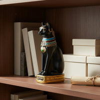 Bastet Figurine Gilded Detail Cat god Ornament Gift Idea Ancient Feline Statue for Entryway