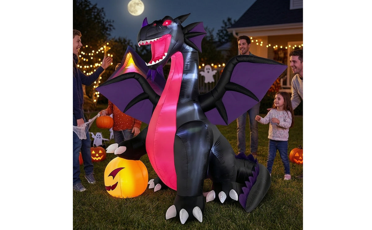 Halloween Dragon Decoration Outdoor Inflatable Dragon Inflatable with Fan Pump up Bright for Homeowners, Yard, Lawn