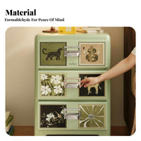 Patterned 3-Drawer Chest Safe Nightstand Large Capacity for Parents