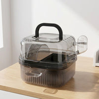 Portable Hamster Cage and Travel Carrier with Built-in Grip, Open Top Hamster Cage Carry Case, Travel Cage Starter Kit with Hamster Wheel