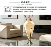 French Vintage Metal Stand Translucent Fiberglass Vase for Living Room Hallway Flower Arrangement Artistic Decoration