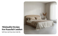 Wabi-Sabi Design Upholstered foundation Bed Minimalist aesthetic Upholstered Slat Bed Noisequiet Mattress Foundation Flush perimeter for Guesthouse Owners, partners, Homeowners, Guest Room, Apartment