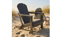 Folding Adirondack Chair Cup Holder Foldable Patio Lounge Chair Garden Furniture Wide Armrests Wood-Grain for Backyard