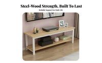 Stable Construction Steel and Wood TV Console Easy Assembly Wood Media Console with Storage Heavy Duty Minimalist TV Table Scratch-Resistant Surface for Bedroom, Small Areas