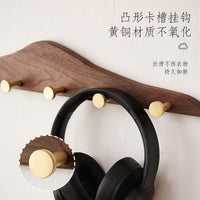Creative Wooden Wall Hook Rail with Adhesive Strips, No Drilling, for Bags and Hats, 4 Hooks