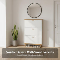 Hinged Footwear Storage Unit Shoe Storage Cabinet Space Saving Organizer Minimalist Drawer Furniture Swiveling Suitable for Apartment Dwellers Homeowners Hallway Doorway Living Room