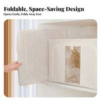 Large Capacity foldable Fabric Bin Foldable Design Clothing Organizer Stackable Household Storage Easy-Carry Handles for Families, Students, Homeowners, Bedroom, Dorm Room, Under Bed, Shelves