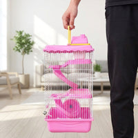 Castle Hamster Cage and Multi-Level Hamster Habitat, Three-Layer Structure with Base, Modern Style Dwarf Animal Travel Carrier Habitat