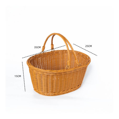 2 Pieces Wicker Storage Basket Sturdy Woven Basket Decorative for Shopping