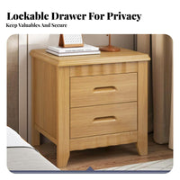 secure latching Nightstand Modern Minimalist Design 2-Drawer End Table with secure latch