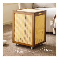 Boho Rattan Laundry Hamper Easy to Clean Lidded Laundry Hamper Breathable