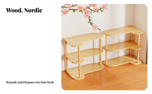 Corner Shelving unit Space-Saving Tiered Desk organizer Easy Assembly for Study Room