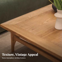 Wabi-Sabi Aesthetic Low silhouette Square Table Vintage Inspired Square Block Table full Wood Construction Living Room Furnishing Rustic Design for Guesthouse Owners, Homeowners, Families, Small Apartment, Reception Area, Lounge, Den