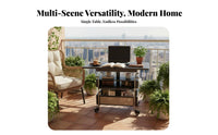 dual-level Bar Trolley Rattan Accent Side Table Foldable Design Vintage design for Homeowners, Bedroom