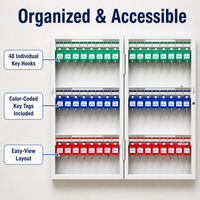 Stainless Steel Lock Box, Wall Mount Key Lock Box with Hooks, Key Cabinet for Homeowners & Holiday Rental