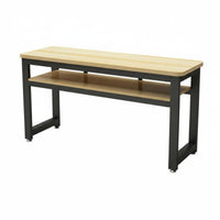 Classroom Table and Stool Set Rounded Corners Double Pupil Study Desk Stable Construction 2 Person Student Desk with Shelf for Home Office, Playroom