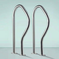 Stainless Steel Pool Handrails Heavy-Duty Pool Handrails with Base Plates Long-Lasting Grab Bar Stable for Backyard Pools