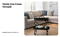 2-Tier Rolling Wheeled Trolley On Wheels 2-Tier Wavy Frame Trolley