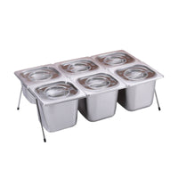 Condiment Dispenser with 6 Compartments Modular Food Tray Easy to Clean Condiment Dispenser with Lid for Buffets, Prep Stations