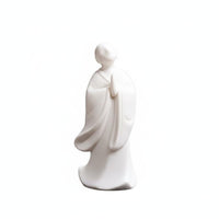 White Porcelain Monk Statue High-Temperature Fired White Porcelain Statue Handmade Craft Ceramic Monk Sculpture for Meditation Lovers, Study Room