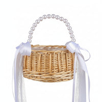 Flower Girl Basket Small Basket with Handle Decorative for Wedding Ceremonies