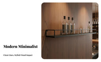 Minimalist Design Wall Mounted Wine Rack Space Saving Iron Wine and Glass Rack Heavy Duty Floating Bar Shelf with Glass Holder Large Capacity for Restaurant Owners, Homeowners, Dining Room, Kitchen