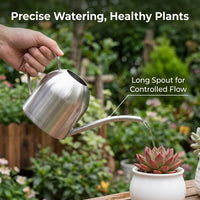 450ml Silver Mini Watering Can, Steel Indoor Watering Can with Ergonomic Grip, for Potted Plant & Houseplant Care