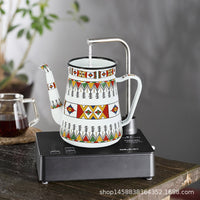 Enamel Coffee Pot Thickened Enamel Coffee Pot with Fine Spout for Pour-Over and Cold Water