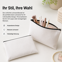 Women's Cosmetic Bag 23x17cm, Canvas Toiletry Bag with Zipper, Portable Toiletry Pouch for Makeup and Skincare Products, Cream