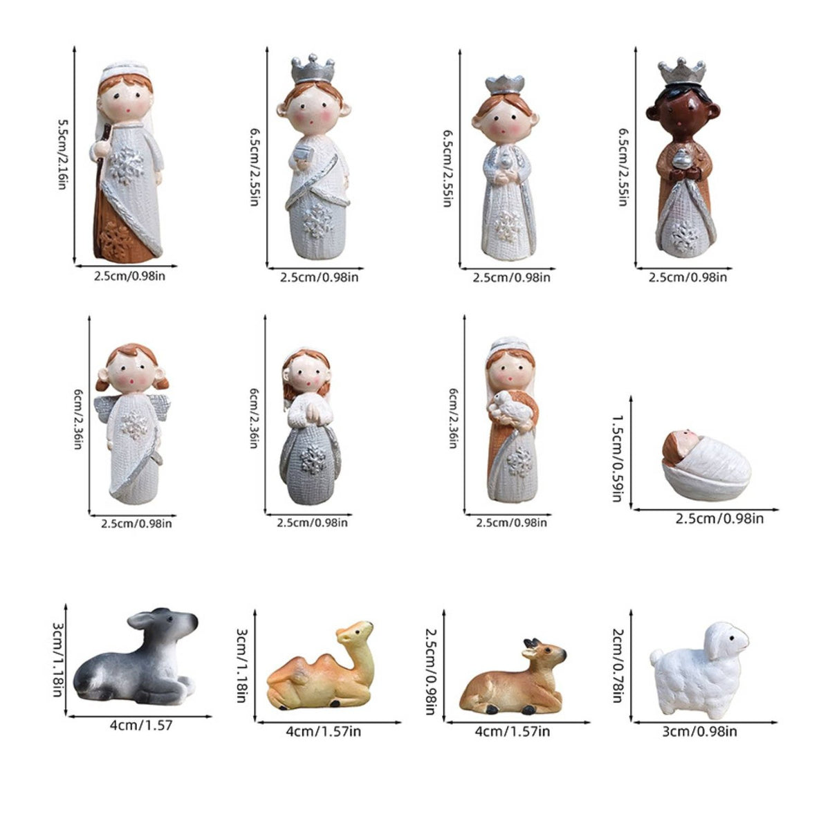 12 Pieces Christmas Manger Scene Figures Nativity Figurines charm Design Miniature Nativity Figurines for Living Room, Tabletop