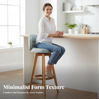 Upholstered Swivel Stool with Backrest High-Density Foam Padding Counter Chair