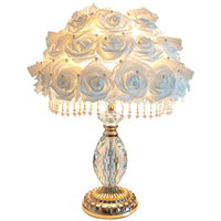 Lamp with Rose Shade Decorative Crystal Table Lamp Romantic Elegant for Women, Bedroom, Nightstand
