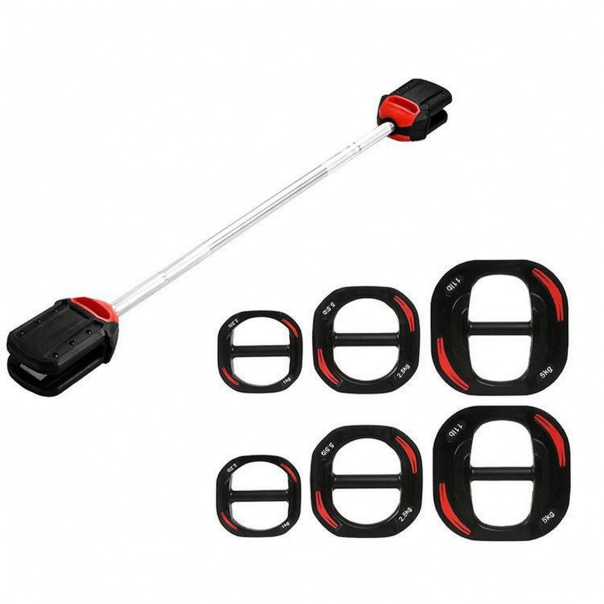Barbell and Plates Straight Design Barbell Set Large Center Opening Weight Bar
