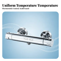 Solid Brass Thermostatic Mixing Control | Polished Chrome Finish, Thermostatic control with Button, for Shower