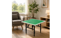 Foldable Folding Game Table Lift-Adjustable Square Game Table Black Metal Legs Portable Furniture White Border