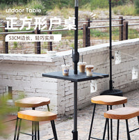 Adjustable Height Outdoor Table for Umbrella, Portable Folding Hanging Table for Small Stalls