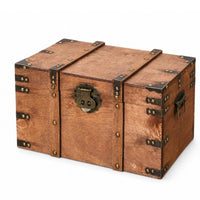 Wooden Storage Chest House Decoration Hinged Lid Side Handles for Home Display