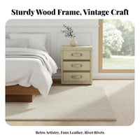 2-Drawer End Table Retro Design Bedroom Furniture Multiple Storage alternatives