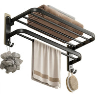 Sink and Washroom Wall-Mounted Rack for Homeowners, Foldable Space Aluminum Bath Towel Holder with No-Drill Mount