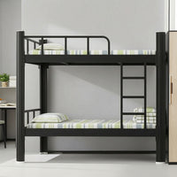 Metal Bunk Bed Black Iron Bunk Bed Space-Saving Furniture for Students, Teens, Dorm Room, Accommodation for Students, Shared Bedroom